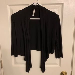 Black sz S asymmetrical crop 3/4 sleeve top